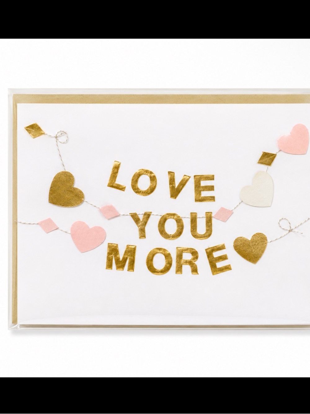 🖤5/$25 NWT hallmark signature greeting card and envelope gold banner love